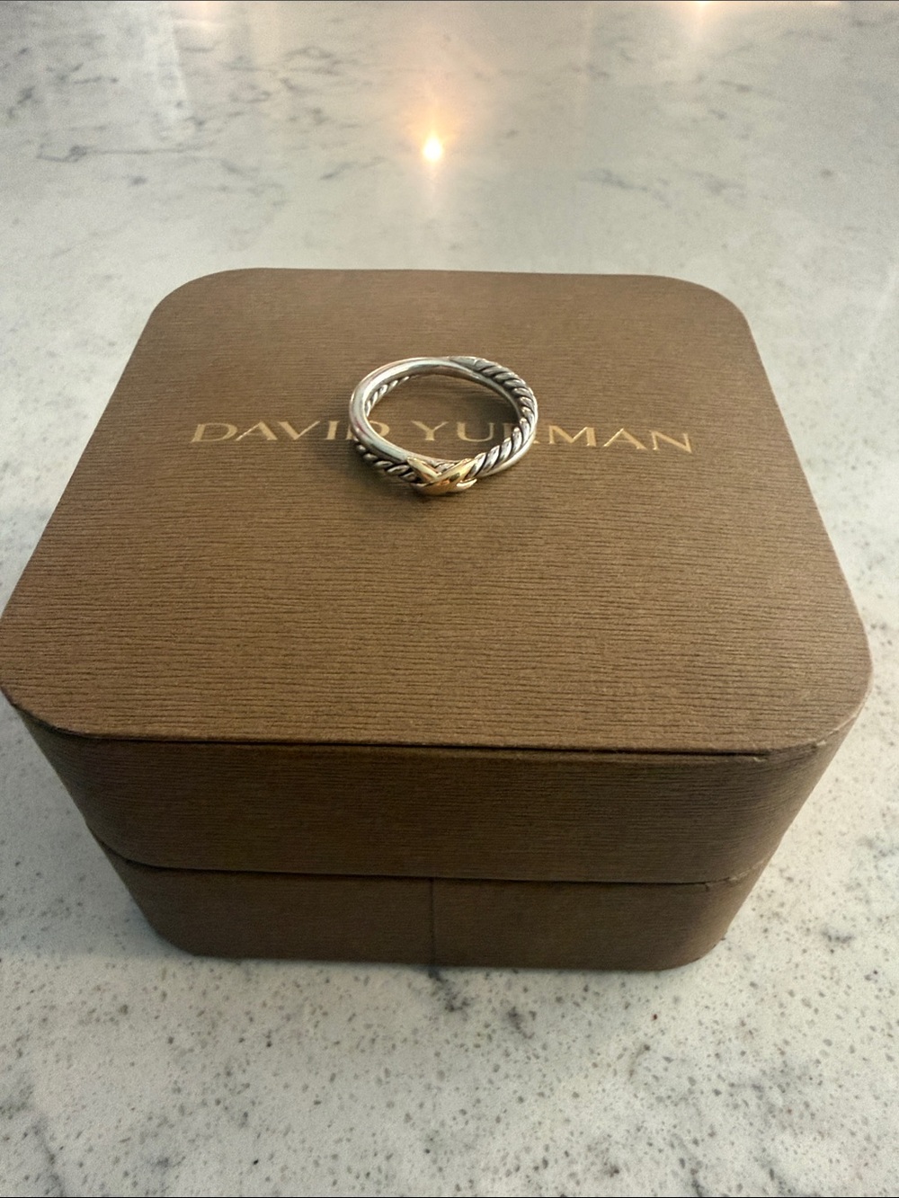 David Yurman Two-Tone Crossover Ring in Silver and Gold